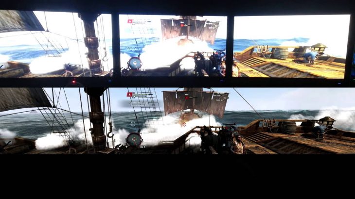 Assassin’s Creed Black Flag Triple Monitor Naval Combat Gameplay 5760×1080 PC Max Settings
